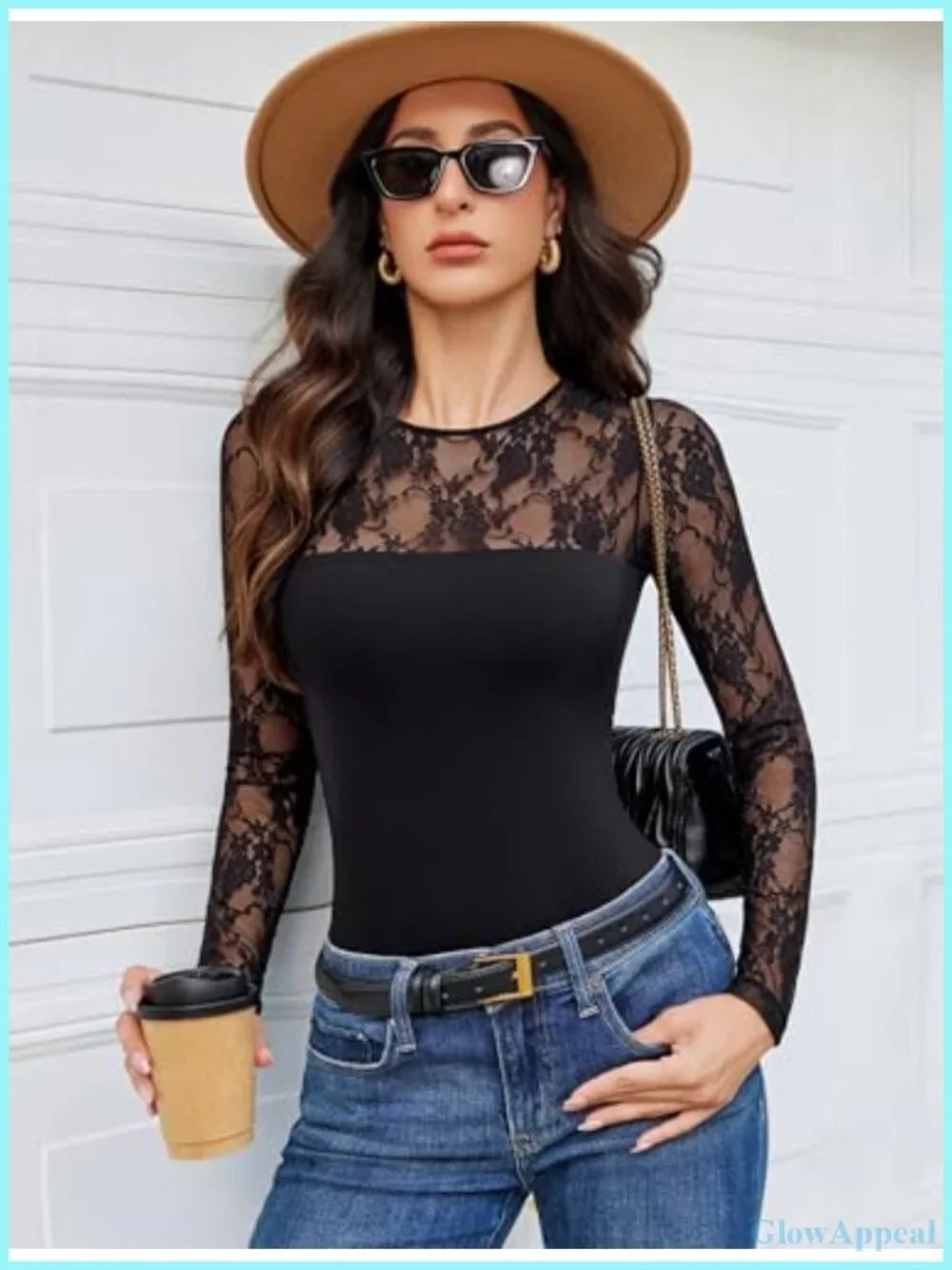 Lace Long Sleeve Bodysuit Crew Neck Slimming Going Out Top